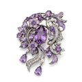 Vxrolnia™ Amethyst Reverie Pisces-Inspired Vintage Brooch — Purple Crystal Floral Drop Pin, Antique Silver Ribbon Fashion Accessory